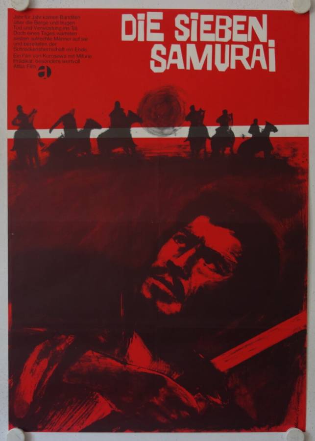 Die sieben Samurai originales deutsches Filmplakat (R60s)